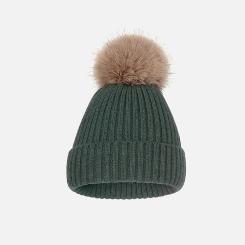 Bonnet Beige Pompon Femme | SOFT'POMP
