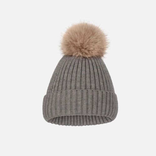 Bonnet Beige Pompon Femme | SOFT'POMP